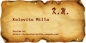 Kolovits Milla névjegykártya